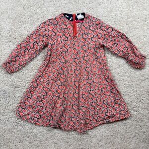 Dagmar‎ Daley Girls Floral Print Cotton Dress Coral Red Size 4 Made in USA